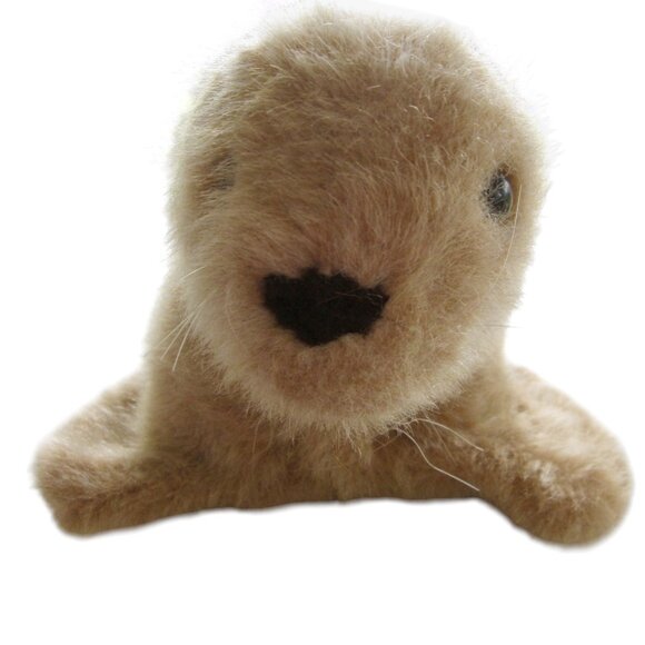 Vintage 70s Alresford Crafts Plush Baby Harp Seal Cream Mohair Handmade ENGLAND - Picture 2 of 6